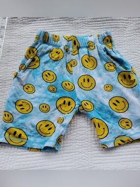 Kids Smile Print Blue Bamboo Shorts - Posh Peanut